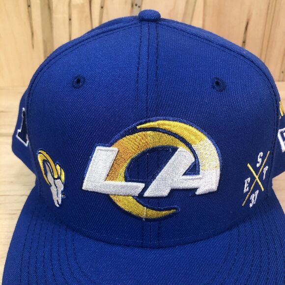 Los Angeles Rams Hat Cap Size 7 3/4 Blue New Era 9Fifty Football Team Adult Mens - Picture 2 of 9